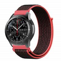 Strap-it Samsung Galaxy Watch 45mm / 46mm nylon band (zwart/rood)