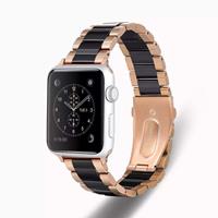 Strap-it Apple Watch keramiek stalen band (rosé goud/zwart)