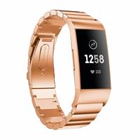 Strap-it Fitbit Charge 3 metalen bandje (rosé goud)