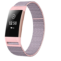 Strap-it Fitbit Charge 3 nylon bandje (roze)