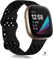 Strap-it Fitbit Versa 3 siliconen bandje met gaatjes (zwart)