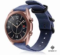 Strap-it Samsung Galaxy Watch 3 - 41mm nylon gesp band (blauw)