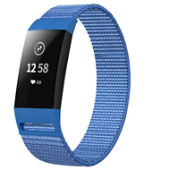 Strap-it Fitbit Charge 3 nylon bandje (blauw)