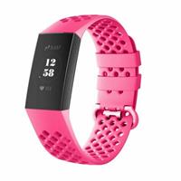 Strap-it Fitbit Charge 4 siliconen bandje met gaatjes (roze)