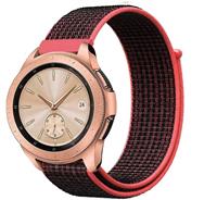 Strap-it Samsung Galaxy Watch 41mm / 42mm nylon band (zwart/rood)