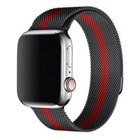 Strap-it Apple Watch Milanese band (zwart/rood)