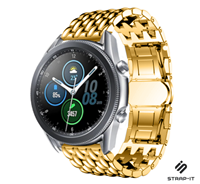 Strap-it Samsung Galaxy Watch 3 - 45mm stalen draak band (goud)
