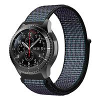 Strap-it Samsung Galaxy Watch 45mm / 46mm nylon band (zwart/blauw)