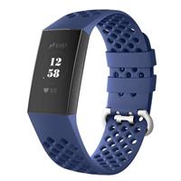 Strap-it Fitbit Charge 4 siliconen bandje met gaatjes (donkerblauw)