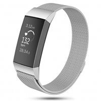 Strap-it Fitbit Charge 3 Milanese band (zilver)