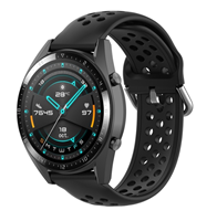 Strap-it Huawei Watch GT siliconen bandje met gaatjes (zwart)