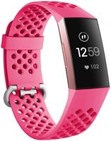 Strap-it Fitbit Charge 3 siliconen bandje met gaatjes (roze)