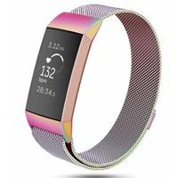 Strap-it Fitbit Charge 3 Milanese band (regenboog)