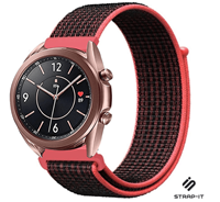 Strap-it Samsung Galaxy Watch 3 - 41mm nylon bandje (zwart/rood)