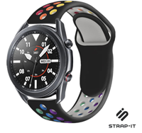 Strap-it Samsung Galaxy Watch 3 sport band 45mm (zwart/kleurrijk)