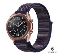 Strap-it Samsung Galaxy Watch 3 - 41mm nylon bandje (paars-blauw)
