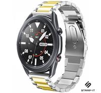 Strap-it Samsung Galaxy Watch 3 stalen band 45mm (zilver/goud)