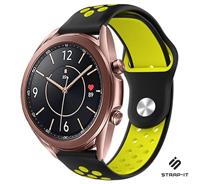 Strap-it Samsung Galaxy Watch 3 sport band 41mm (zwart/geel)