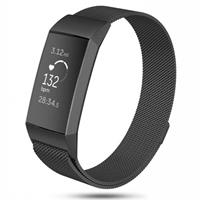 Strap-it Fitbit Charge 3 Milanese band (zwart)