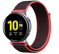 Strap-it Samsung Galaxy Watch Active nylon band (zwart/rood)