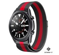 Strap-it Samsung Galaxy Watch 3 Milanese band 45mm (zwart/rood)