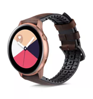 Strap-it Samsung Galaxy Watch Active siliconen / leren bandje (zwart-bruin)