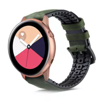 Strap-it Samsung Galaxy Watch Active siliconen / leren bandje (groen)