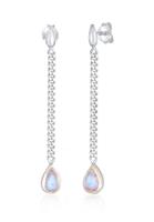 Elli PREMIUM Dames Oorbellen Curb Chain Elegant Trend met Maansteen in 925 Sterling Zilver