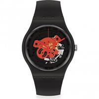 Swatch Bioceramic Time To Red Big Unisexuhr in Schwarz SO32B110