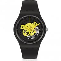 Swatch Bioceramic Time To Yellow Big Unisexuhr in Schwarz SO32B111