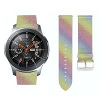 Strap-it Samsung Galaxy Watch 46mm leren glitter bandje (regenboog)
