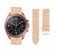 Strap-it Samsung Galaxy Watch 3 41mm leren glitter bandje (rosé goud)
