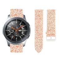 Strap-it Samsung Galaxy Watch 46mm leren glitter bandje (rosé goud)