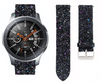 Strap-it Samsung Galaxy Watch 46mm leren glitter bandje (zwart)
