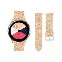 Strap-it Samsung Galaxy Watch Active leren glitter bandje (rosé goud)