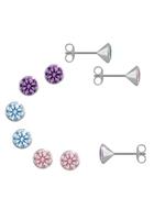 Firetti Ohrstecker-Set »Ohrsteckerset rund mit pink, amethyst und aquafarbenen Zirkonia« (Set, 6-tlg), mit Zirkonia (synth)