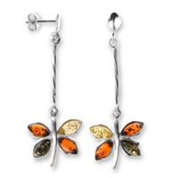 OSTSEE-SCHMUCK Paar Ohrstecker »- Schmetterling - Silber 925/000 - Bernstein« (2-tlg)