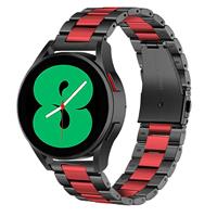 Strap-it Samsung Galaxy Watch 4 - 44mm stalen band (zwart/rood)