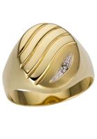 Firetti Goldring »Glanz, rhodiniert, matt, bicolor, Ringkopf mit Rillen«, Made in Germany, mit Diamant