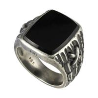 CAÏ Ring »925/- Sterling Silber matt oxidiert Onyx«