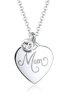 Elli Elli Halsketting dames mum lettering hart met een kristal in 925 sterling zilver