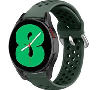 Strap-it Samsung Galaxy Watch 4 siliconen bandje met gaatjes (legergroen)