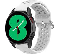 Strap-it Samsung Galaxy Watch 4 siliconen bandje met gaatjes (wit)