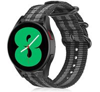 Strap-it Samsung Galaxy Watch 4 nylon gesp band (zwart/grijs)