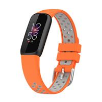 Strap-it Fitbit Luxe sport band (oranje/grijs)