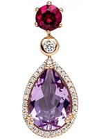 Jobo Kettenanhänger »Tropfen«, 585 Roségold mit Amethyst Rhodolith Diamanten