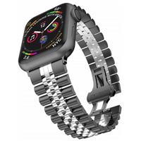 Strap-it Apple Watch Jubilee stalen band (zwart/zilver)