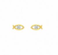 Adelia´s Paar Ohrhänger »333 Gold Ohrringe / Ohrstecker Fisch mit Zirkonia«, Goldschmuck für Damen