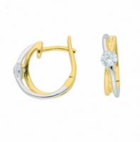 Adelia´s Paar Ohrhänger »375 Bicolor Ohrringe / Creolen mit Zirkonia«, 375 Gold Goldschmuck für Damen