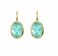 Adelia´s Paar Ohrhänger »585 Gold Boutons mit Aquamarin«, 585 Gold Goldschmuck für Damen